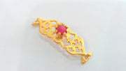 38x13 mm. Pink Bracelet and Necklace Connectors Findings,  Gold Plated Brass G763