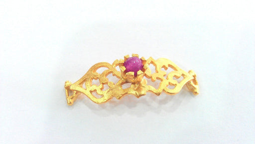 38x13 mm. Fuchsia Bracelet and Necklace Connectors , Findings Gold Plated Brass  G764