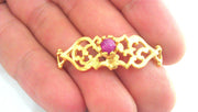 38x13 mm. Fuchsia Bracelet and Necklace Connectors , Findings Gold Plated Brass  G764