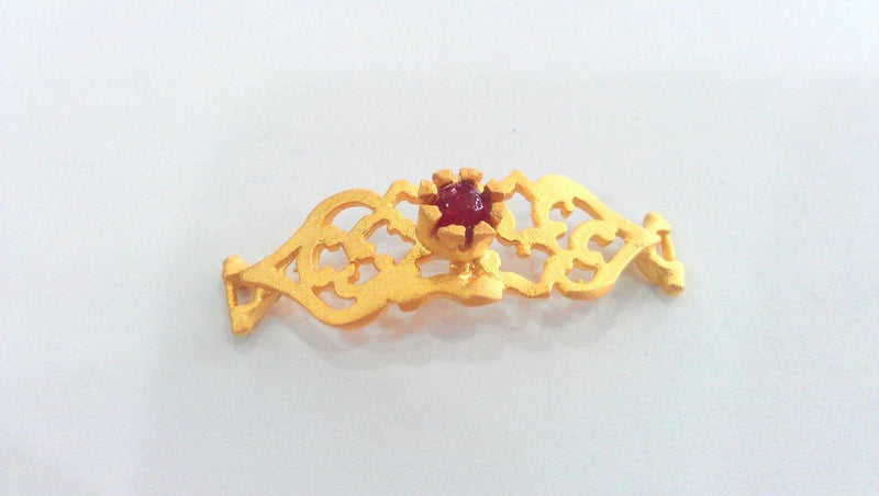 Gold Connector Claret Red  Bracelet and Necklace Connectors , Gold Plated Brass G767