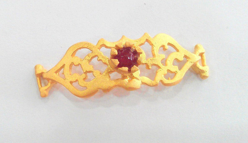 Gold Connector Claret Red  Bracelet and Necklace Connectors , Gold Plated Brass G767