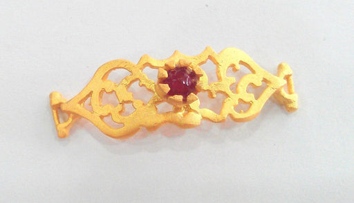 Gold Connector Claret Red  Bracelet and Necklace Connectors , Gold Plated Brass G767