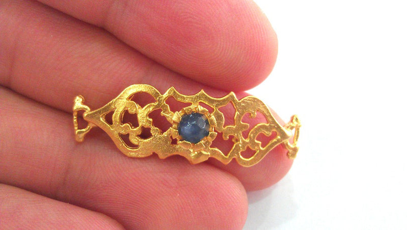 38x13 mm. Dark Pink Bracelet and Necklace Connectors , Gold Plated Brass  G771