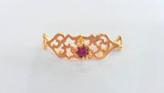 38x13 mm  Ruby Bracelet Connectors , Gold Plated Brass  G757