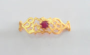 38x13 mm  Ruby Bracelet Connectors , Gold Plated Brass  G757