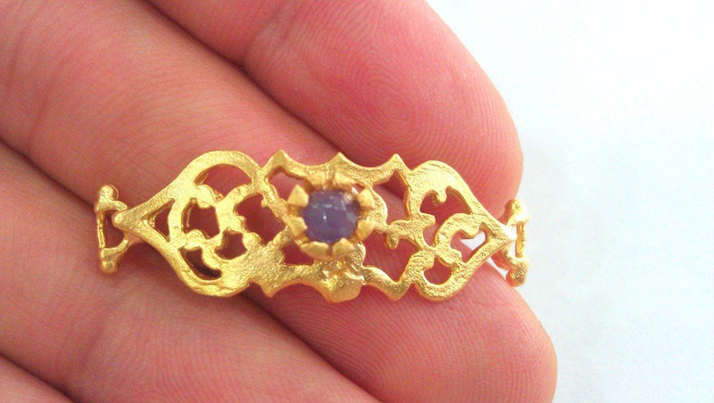 38x13 mm.  Gold Plated Brass Lavander Bracelet and Necklace Connectors , Findings, G762