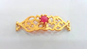 38x13 mm. Pink Bracelet and Necklace Connectors Findings,  Gold Plated Brass G763