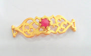 38x13 mm. Pink Bracelet and Necklace Connectors Findings,  Gold Plated Brass G763