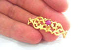 38x13 mm. Fuchsia Bracelet and Necklace Connectors , Findings Gold Plated Brass  G764