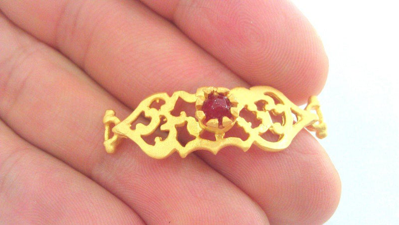 Gold Connector Claret Red  Bracelet and Necklace Connectors , Gold Plated Brass G767