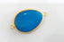 Gold Plated Pendant Blue Pendant  Connector , Gold Plated Bezel 41x31 mm.  G955