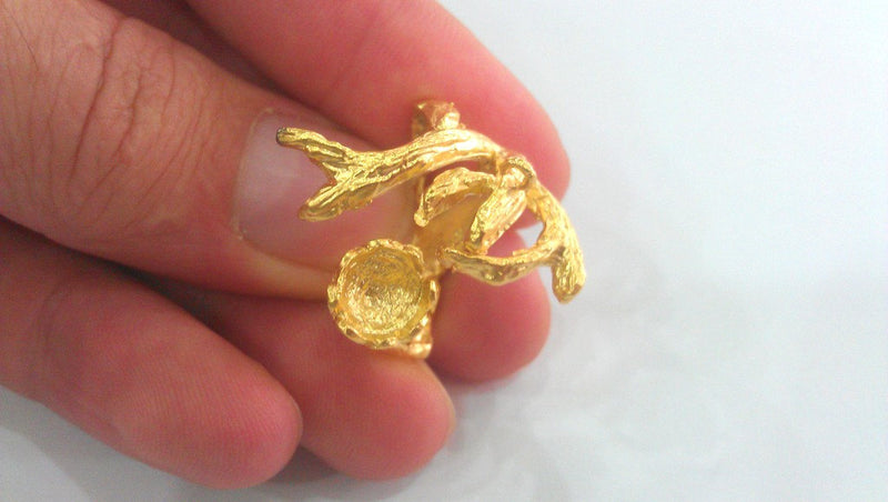 3 Pcs Ring Blank (8mm blank) , Gold Plated Brass  G1014