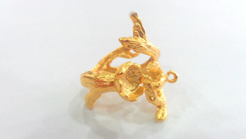 Adjustable Ring Blank Setting  (8mm Blank)  , Gold Plated Brass G1014