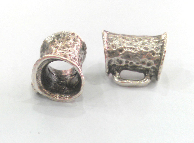 2 Antique Silver Plated Brass Tube Findings  G13940