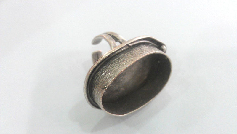 Adjustable Antique Silver Plated Ring Blank (30x22mm Blank) , Bezel Settings,Cabochon Base,Mountings  G1012