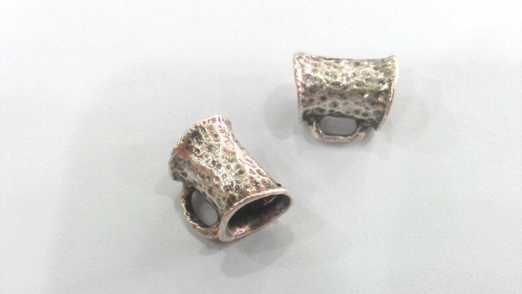 2 Antique Silver Plated Brass Tube Findings  G13940