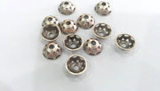 10 Silver Bead Caps Antique Silver Plated Brass Caps , Findings G1018