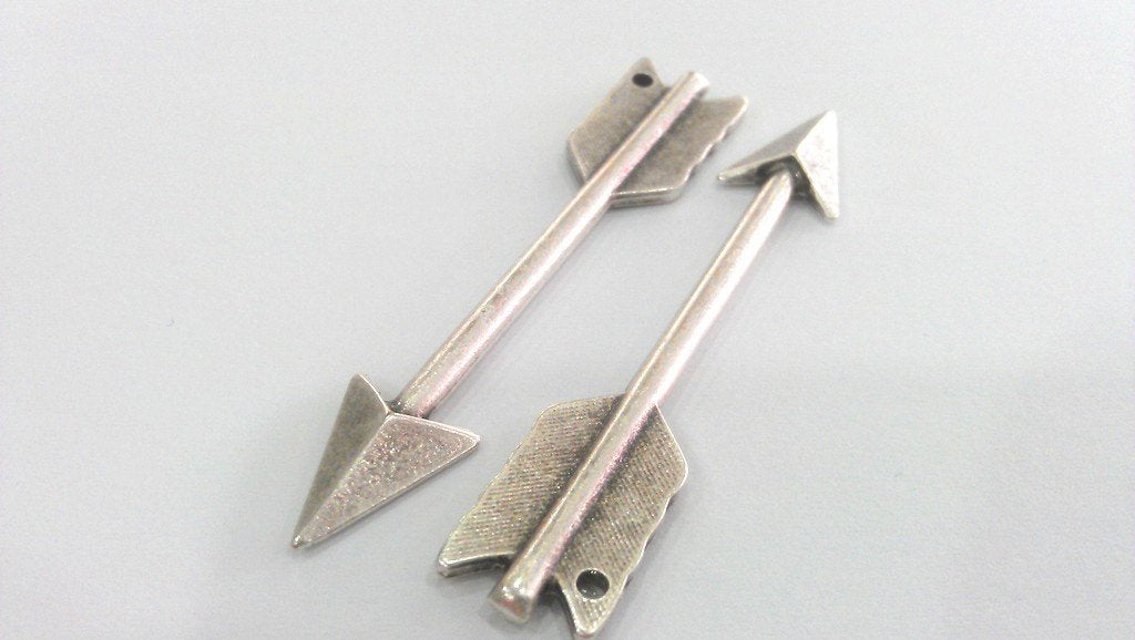 2 Silver Pendant Arrow Pendant Antique Silver Plated 2 Pcs (65x14 mm.)  G11591