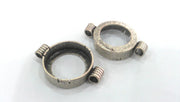 2  Antique Silver Plated Cabochon Base ,Connector ,Findings  (18 mm)  G15412