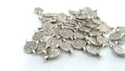 10 Pcs (13x8 mm.) Antique Silver Plated  Ottoman Signature  Connector , Charms  G1025
