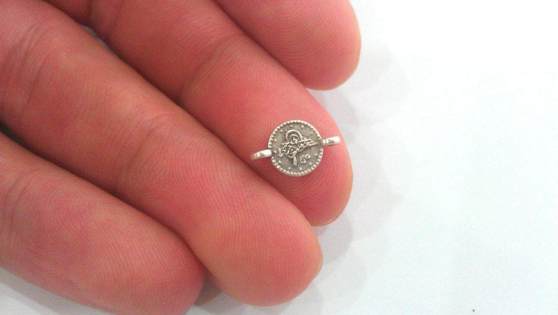 10 Pcs (13x8 mm.) Antique Silver Plated  Ottoman Signature  Connector , Charms  G1025