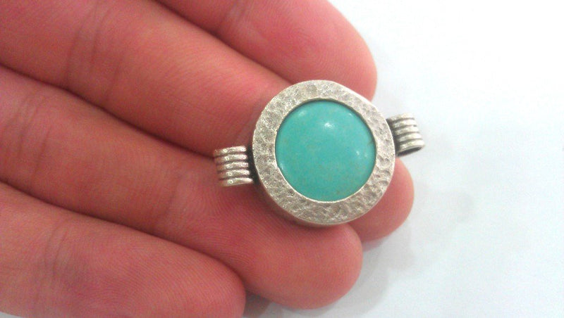 2  Antique Silver Plated Cabochon Base ,Connector ,Findings  (18 mm)  G15412