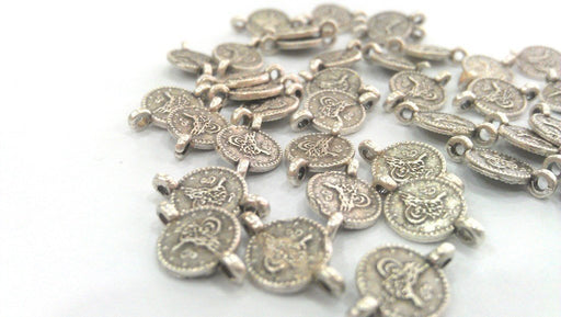 10 Pcs (13x8 mm.) Antique Silver Plated  Ottoman Signature  Connector , Charms  G1025