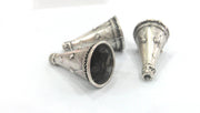 2 Silver Cone Antique Silver Plated Brass  Cones , Findings (30x16 mm) G10792