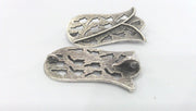 2 Tulip Pendant Antique Silver Plated Brass (55x28mm)  G10793
