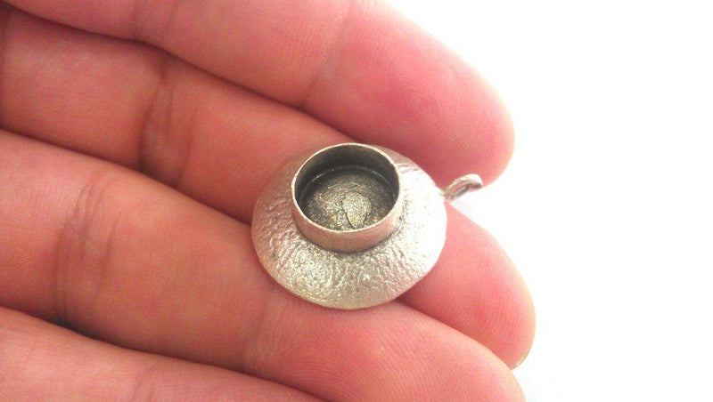 2 Pcs Antique Silver Plated Brass  Bezel , Mountings , Findings  G14410