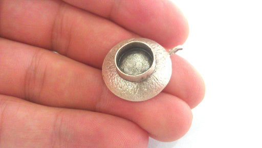 2 Pcs Antique Silver Plated Brass  Bezel , Mountings , Findings  G14410