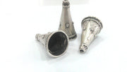 2 Silver Cone Antique Silver Plated Brass  Cones , Findings (30x16 mm) G10792