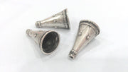 2 Silver Cone Antique Silver Plated Brass  Cones , Findings (30x16 mm) G10792