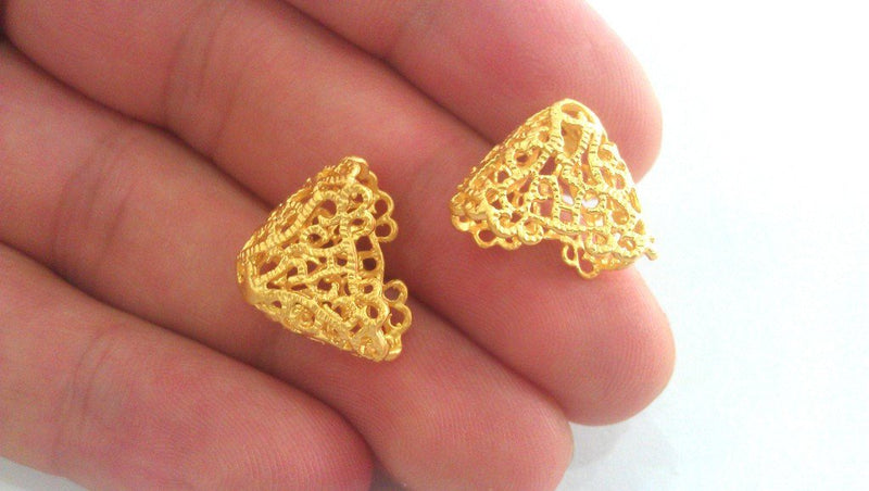 2 Cone Findings Gold Plated Brass  G17499