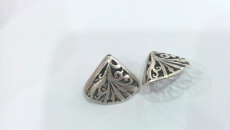 2 Pcs (22x14 mm) Antique Silver Plated Brass Cones , Findings G14413