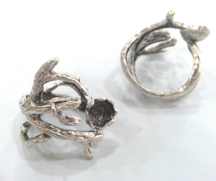 5 Pcs Antique Silver Plated Brass Ring Blank (8 mm Blank)    G14560