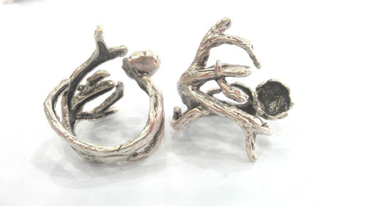 5 Pcs Antique Silver Plated Brass Ring Blank (8 mm Blank)    G14560