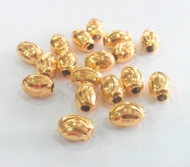 10 Pcs (7x5 mm.)  Gold Plated Brass Beads   G1080