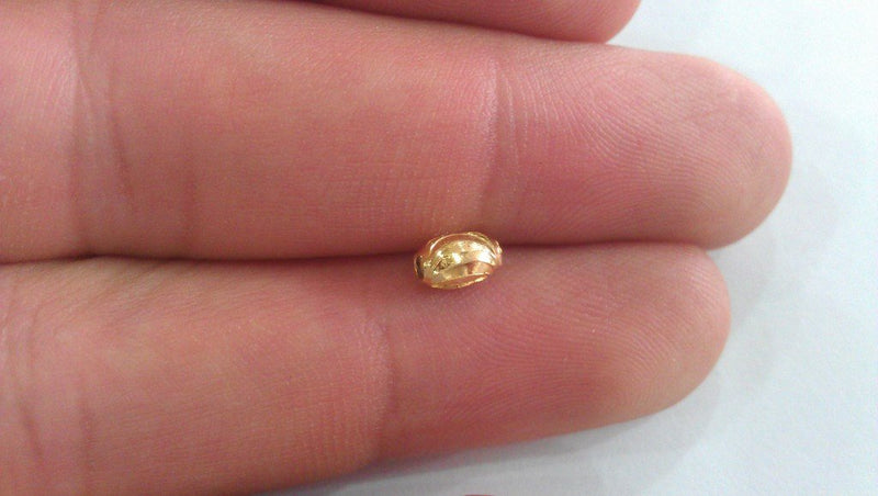 10 Pcs (6x4 mm) Gold Plated Brass Beads   G1081