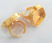 Gold Square Ring Blank , Bezel Settings,Cabochon Base,Mountings , (20 mm Blank)Gold Plated Brass G10784