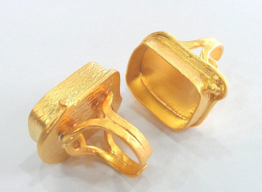 Adjustable Ring Blank (25x18 mm Blank) ,Cabochon Base,Mountings ,  Gold Plated Brass G1091