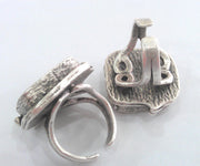 2  Silver Ring Blank Square Ring Blank, Bezel Settings,Cabochon Base,Mountings ( 20 mm Blank ) Silver Plated Brass G12638