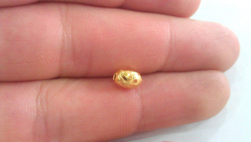 10 Pcs (7x5 mm.)  Gold Plated Brass Beads   G1080