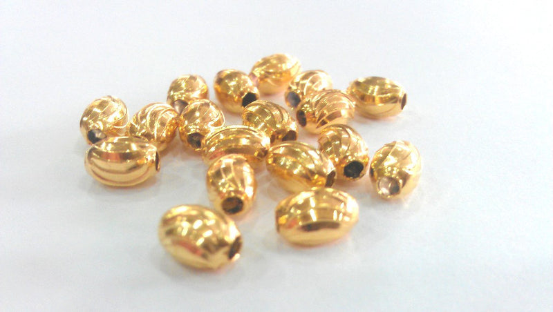 10 Pcs (7x5 mm.)  Gold Plated Brass Beads   G1080