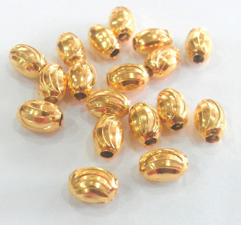 10 Pcs (7x5 mm.)  Gold Plated Brass Beads   G1080