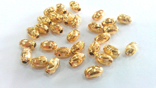 10 Pcs (6x4 mm) Gold Plated Brass Beads   G1081