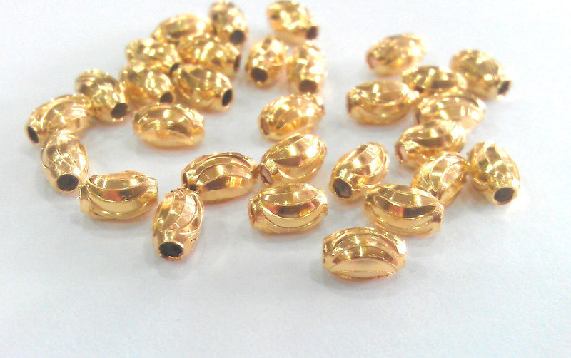 10 Pcs (6x4 mm) Gold Plated Brass Beads   G1081