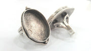 Silver Ring Bezel Base Settings Blank Cabochon Base Mountings Adjustable  Oxidized Silver Plated Ring Blank (30x22 mm Blank)   G12150