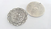 10 Pcs (36 mm) Oxidized Silver Plated  Medallion  Pendants G9776