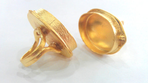 1 Pc (30x22 mm Blank)  Adjustable Ring Blank, Bezel Settings,Cabochon Base,Mountings  Gold Plated Brass G1090